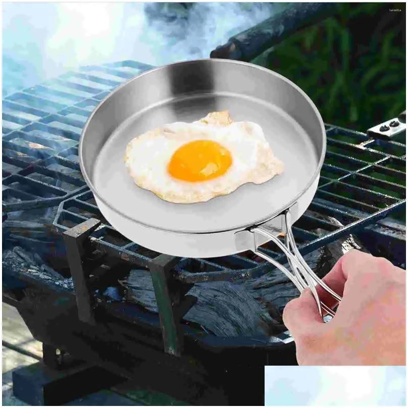 Pans Cooking Utensils Outdoor Pan Travel Portable Griddle Folding Frying Stainless Steel