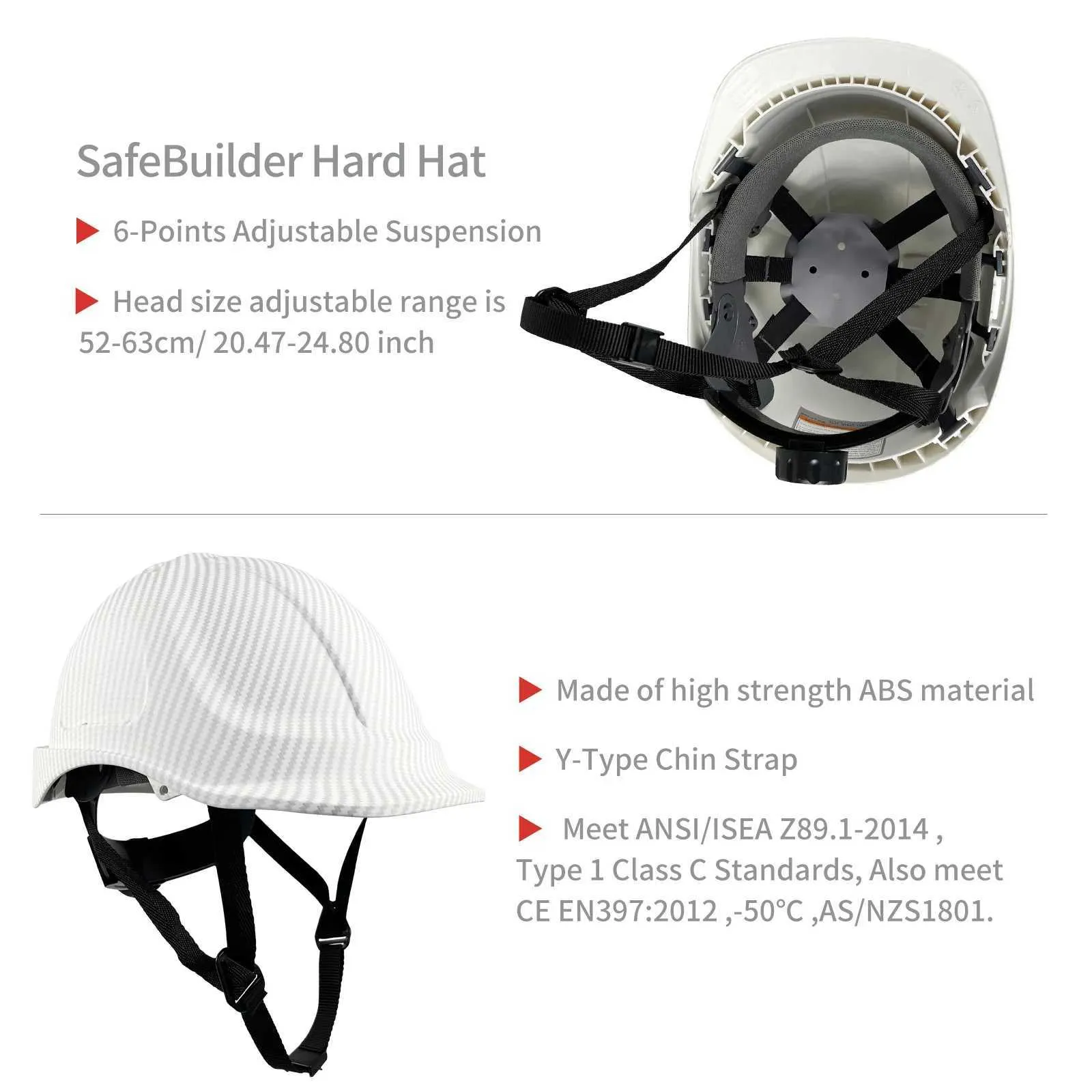 Climbing Helmets New CE Safety Helmet For Engineer ABS Hard Hat For Men Lightweight Vented Industrial Work Head Protection Carbon Fiber Pattern