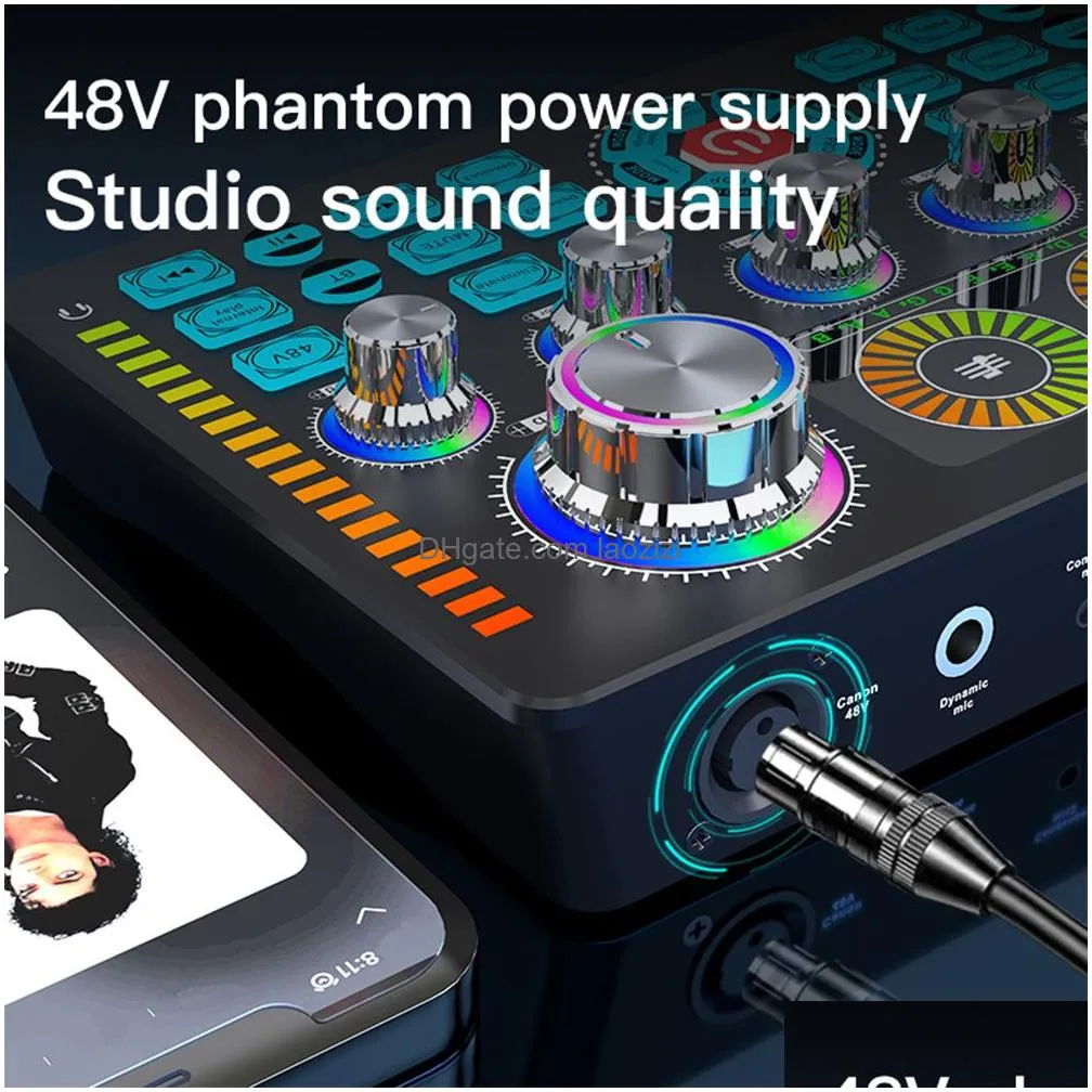 microphones live sound card studio record soundcard bluetooth microphone mixer voice changer streaming podcast karaoke home 230518