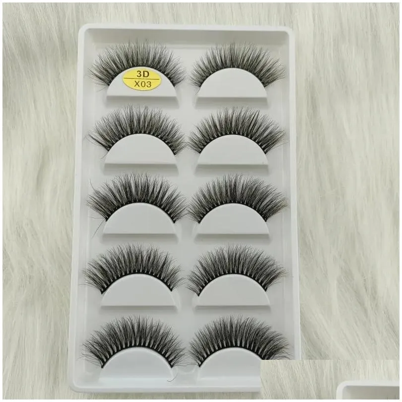 False Eyelashes False Eyelashes 5 Pairs Mtipack Natural Lashes Long Makeup 3D Mink Eyelash Extension For Beauty H13 E-08 Drop Delivery Dhbim