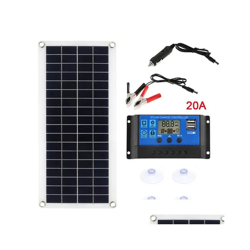 Waterproof Car Solar Panel Kit 30W 100W 300W 12V USB Charging Solar Board With Controllerfor for Marine RV Boat