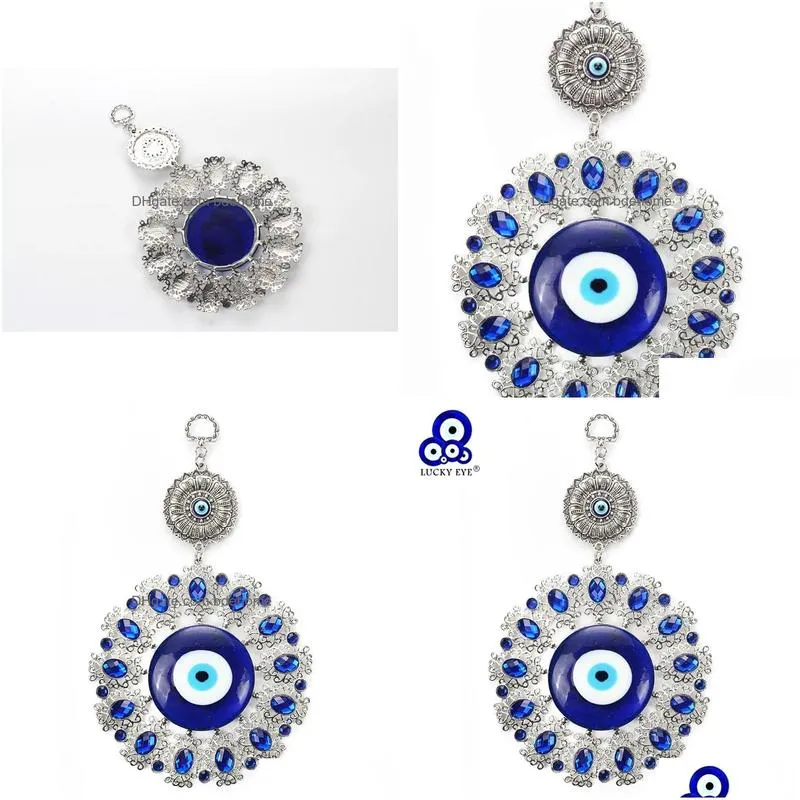 Keychains & Lanyards Lucky Turkish Evil Wall Hanging Glass Keychain Ethnic Crystal Big Eye Car Key Chain Fashion Jewelry Ey4914 210409 Dhwhw