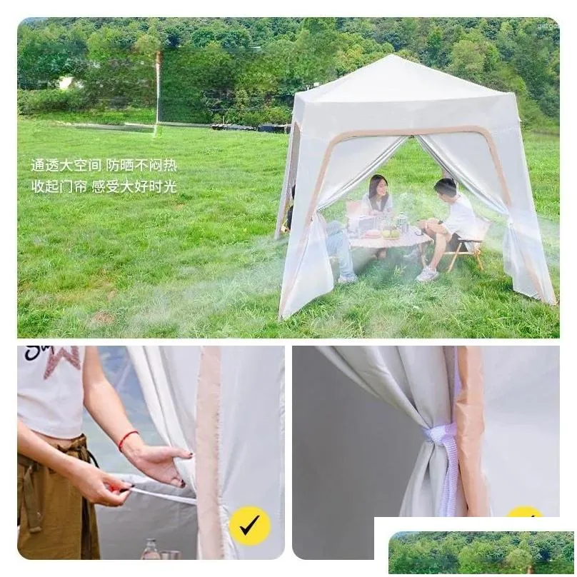 Tents And Shelters 6-8Person Tunnel Outdoor Camping Thickened Rainproof Portable Folding Canopy Equipment One Rooms Hall Family Picnic
