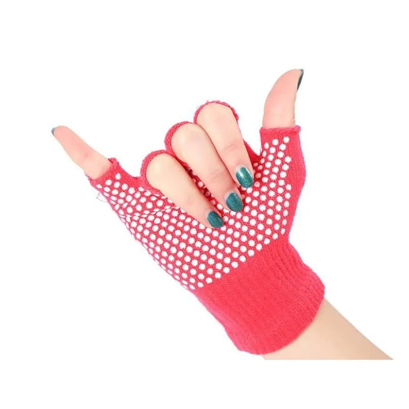 Unisex Yoga Gloves Half finger Mitten Anti Slip Gym glove Body Building Training Fitness Sports gloves Exercise Grip Sticky Pilates