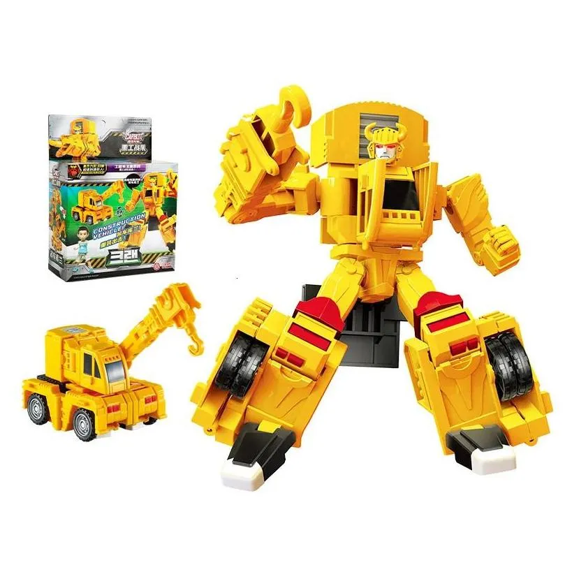 Transformation toys Robots Two Mode Hello Carbot Transformation Excavator Toys Action Figures Deformation Engineering Car Truck Dump Crane Vehicle Toy