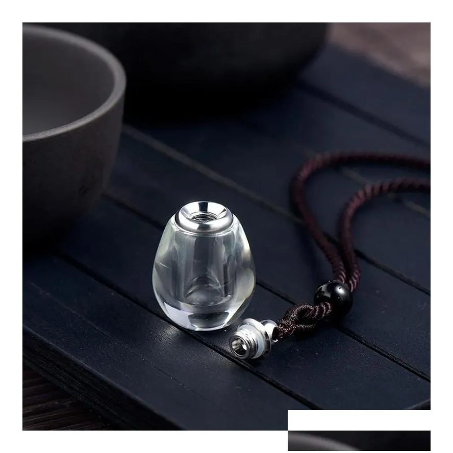 pendant necklaces transparent crystal bottle essential detachable oil container lanyard necklace white ornament for womenpendant