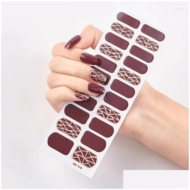 Nail Stickers 22 Tips/Sheet Solid And Patterned Nails Wraps DIY Designer Decals Art Decoration Novidades Sticker Set