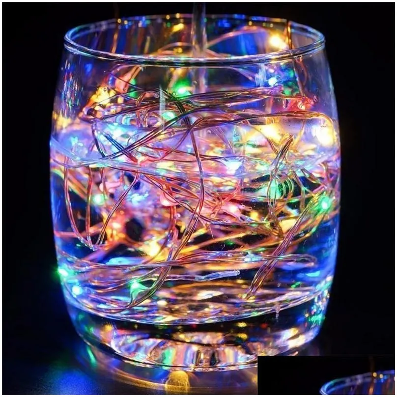Led Strings Led String Light 1M 2M Copper Sliver Wire Lights Battery Holiday Fairy Mti Colors For Christmas Wedding Drop Delivery Ligh Dhiye