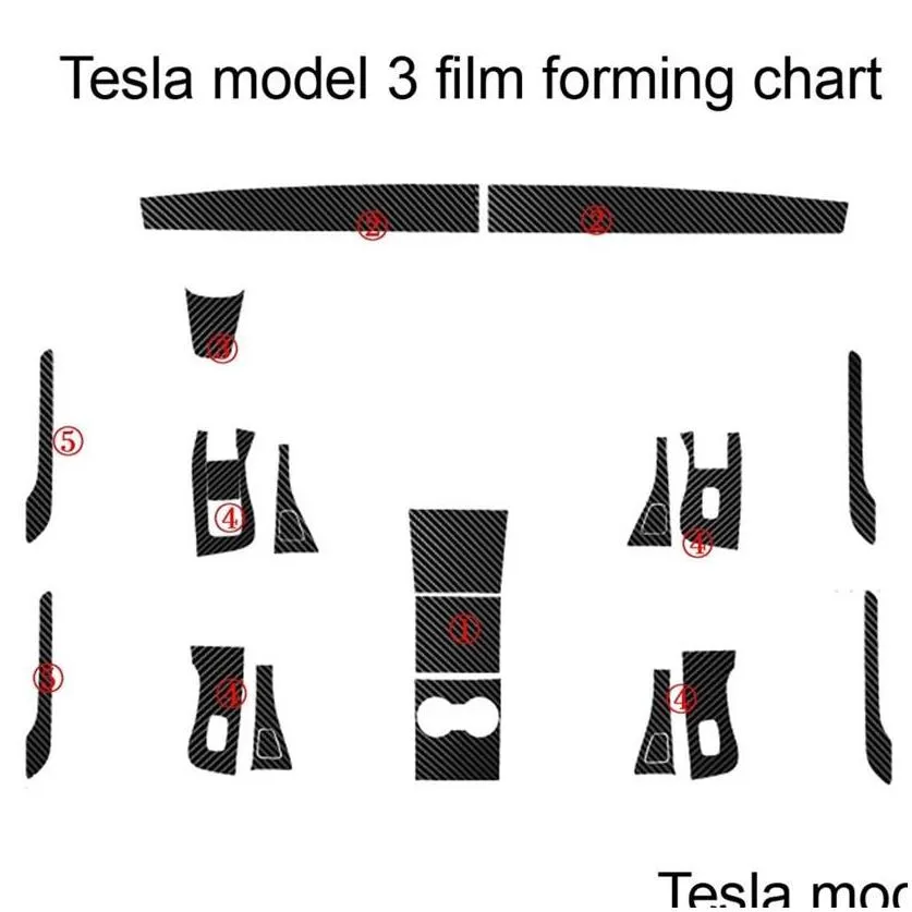 Stickers For tesla model 3 model X S Interior Central Control Panel Door Handle Carbon Fiber Stickers Decals Car styling