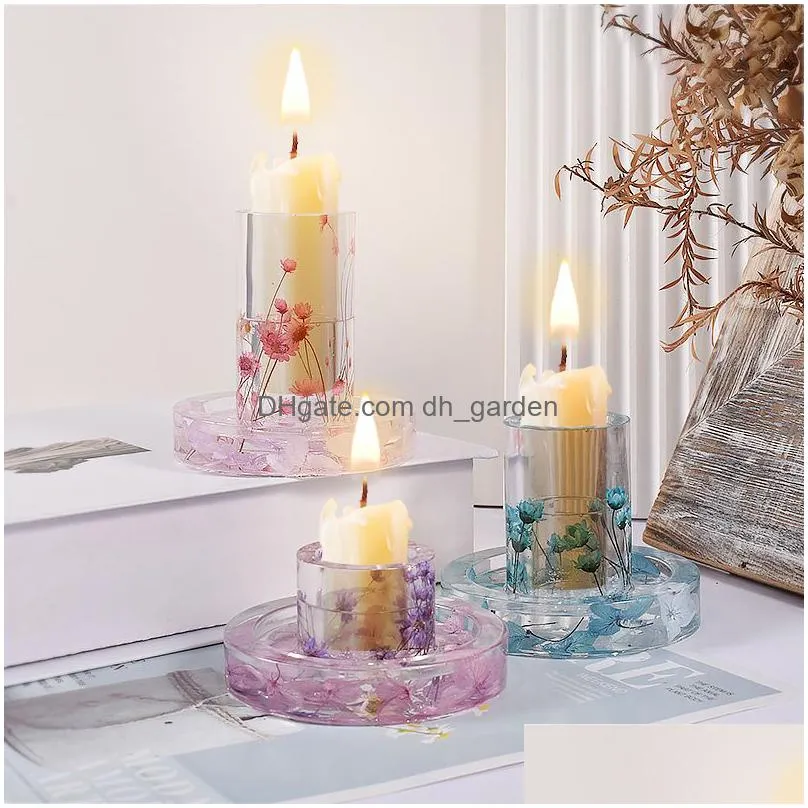 Molds Candle Holder Sile Molds Concrete Plaster Holders With Round Base Mod For Diy Epoxy Resin Candlestick Drop Delivery Je Dhgarden Dhifw