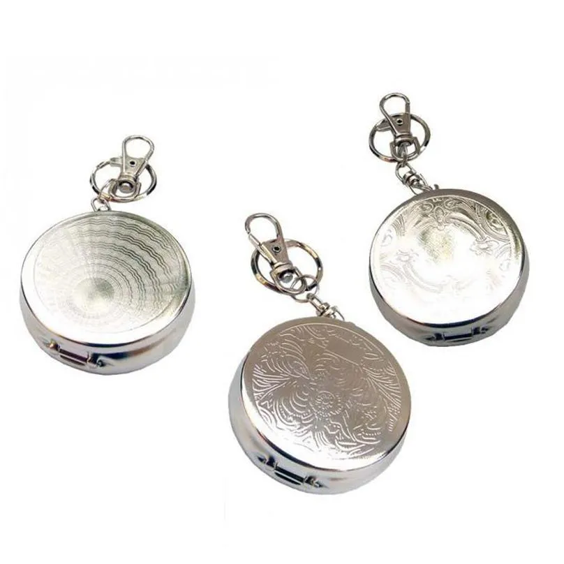 Ashtrays 5X1.7Cm Fashion Pocket Stainless Steel Portable Round Cigarette Ashtray With Keychain Christmas Gift Party Eec2868 Drop Deliv Dheej