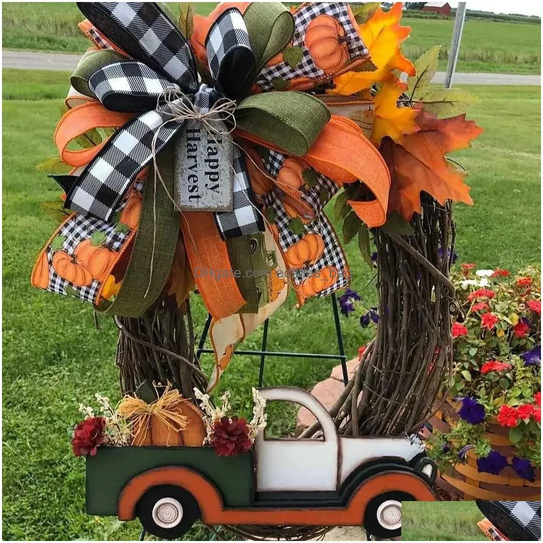 pumpkin truck wreath fall for front door farm  sign autumn decoration halloween stolen doorplate decor q08121583857gg rio