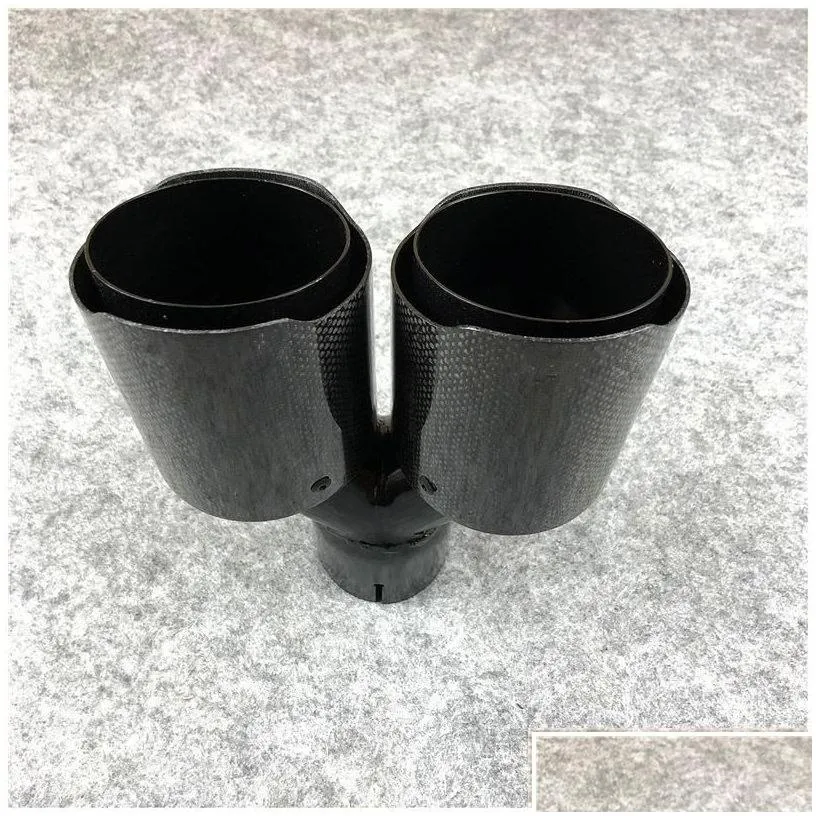 Muffler 1 Pcs Fl Carbon Fiber Add Glossy Black Stainless Steel Exhaust Pipes Akrapovic Car Dual Tips Drop Delivery Mobiles Motorcycl
