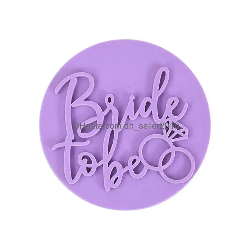 Baking Moulds New Bride To Be Mr Mrs Wedding Cookie Stamp Love Biscuit Embossed Mod Bridal Shower Anniversary Party Fondant Cake Decor Dhfvu