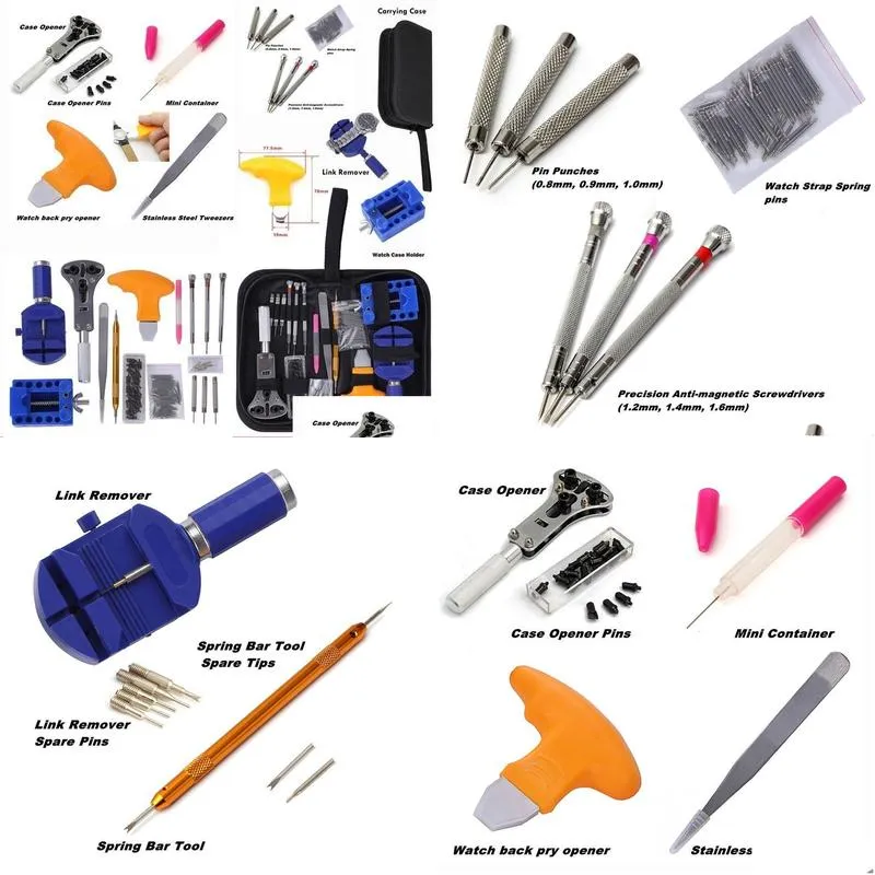 Repair Tools & Kits 144Pcs Watch Opener Repair Tool Kit Tools Clock Pin Set Spring Bar Case Link Bestsale 276K Drop Delivery Watches Dhqn7
