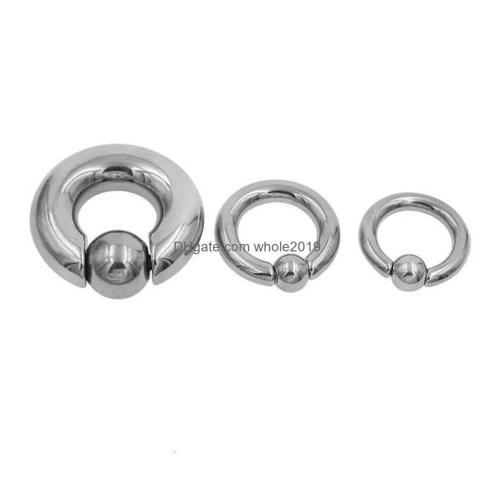 Nose Rings & Studs 1 Stainless Steel Large-Sized Card Ball Nose Ring Accessory Human Punk Puncture Drop Delivery Jewelry Body Jewelry Dhpfc