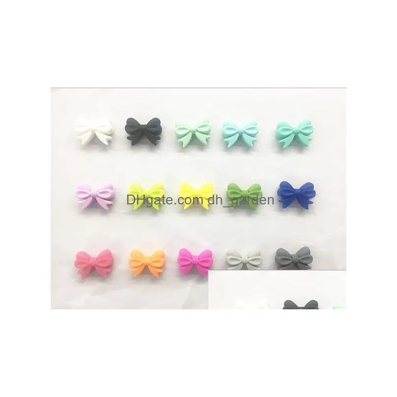 Other Bow Tie Sile Beads Baby Teether Toy Pendant Food Grade Diy Teething Necklace Jewelry Making Soother Chain Bowknot Drop Dhgarden Dhets