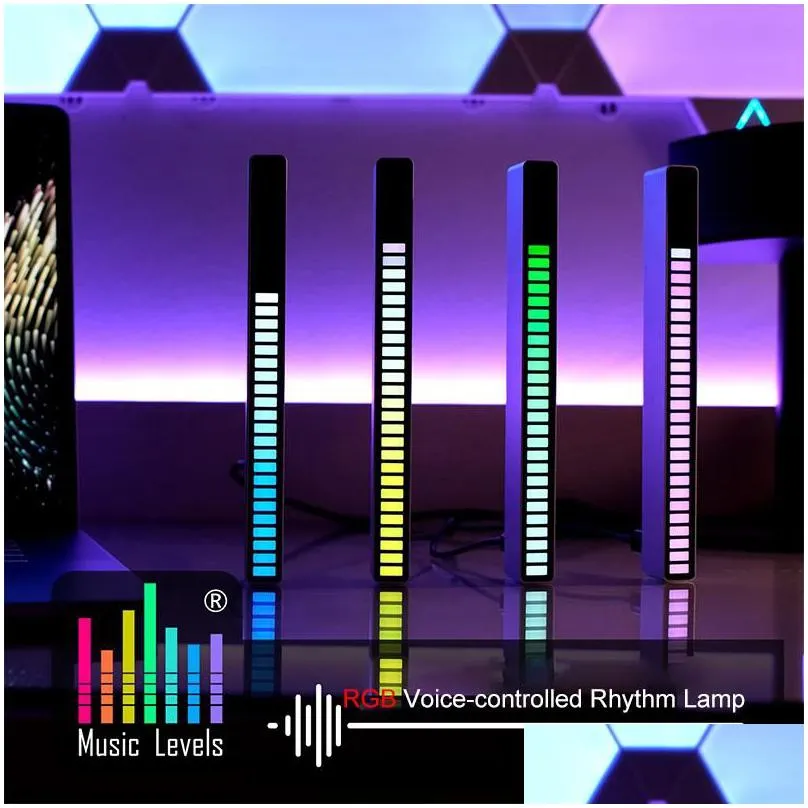 stock rgb voice-activated pickup rhythm light creative colorful sound control ambient with 32 bit music level indicator car desktop led