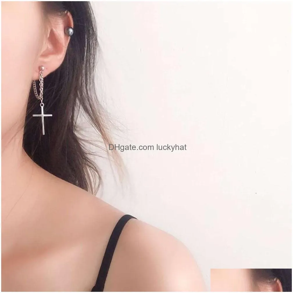 Stud Personalized Cross 2022 New Handsome With A Cool Style Advanced Couple And Social Punk Earrings Drop Delivery Jewelry Earrings Dho4N