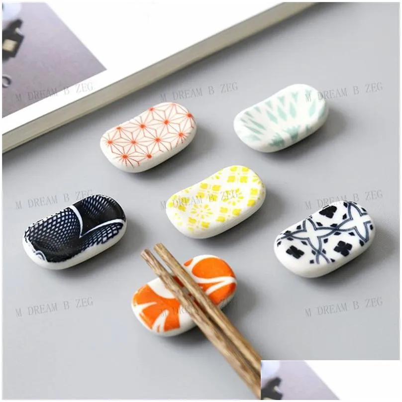 Chopsticks Japanese Chopstick Holder Rec Ceramic Rest Colorf Pillow Chopsticks Cute Flatware Stand M Dream B Zeg Drop Delivery Home Ga Dhddj