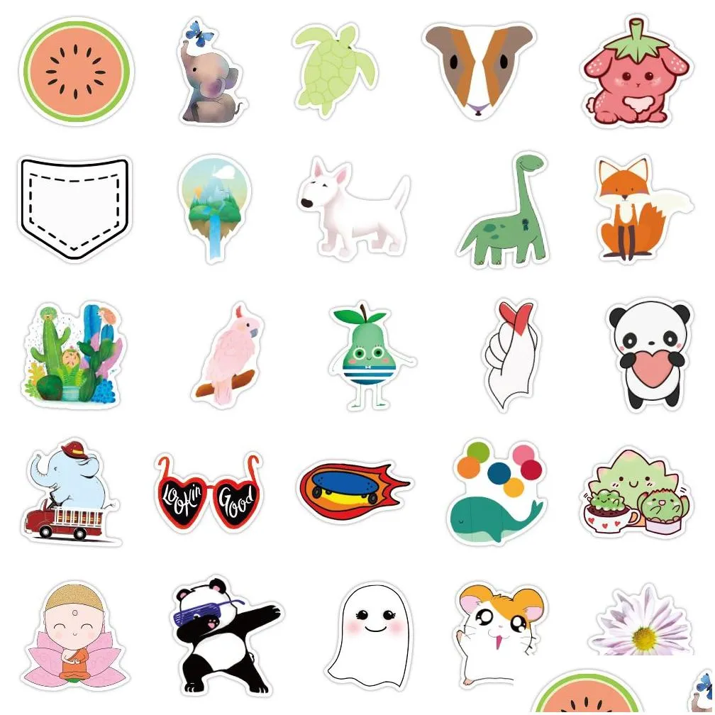 50pcs ins style happy kawaii cartoon Waterproof PVC Stickers Pack For Fridge Car Suitcase Laptop Notebook Cup Phone Desk Bicycle Skateboard