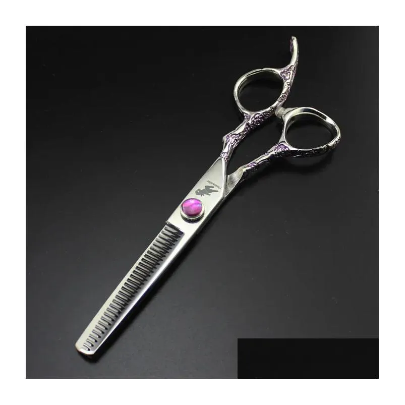 Hair Scissors  Professional Barber Tools Hair Scissor Purple Flower Plum Blossom Handle Hairdressing Scissors Drop Delivery Hair Dh7G2