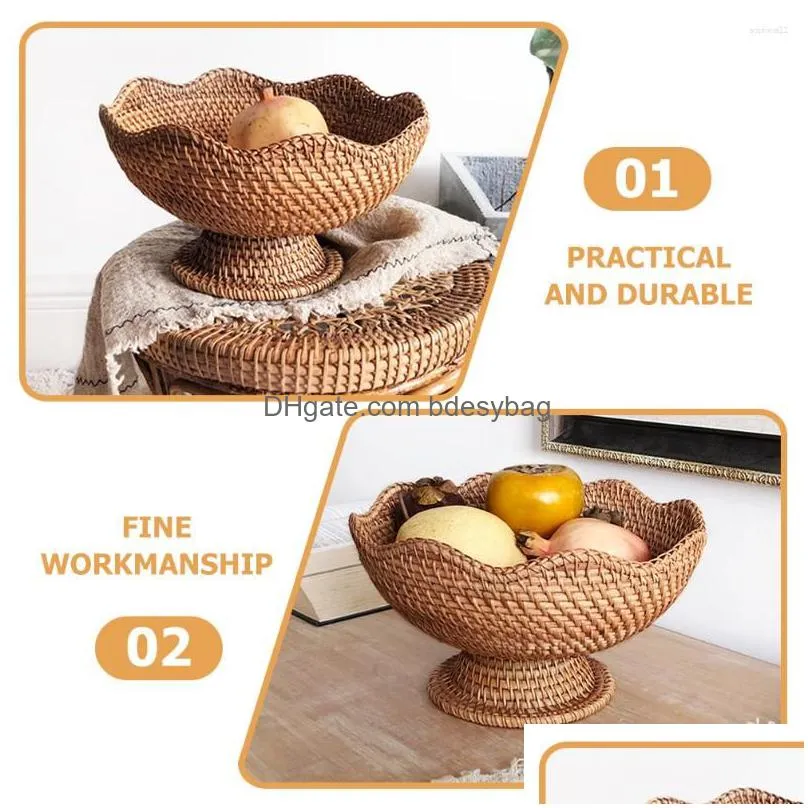 Dishes & Plates Plates Pastry Organizer Baskets Shees Desktop Organizing Key Bowl Entryway Table Round Shape Storage Drop Delivery Hom Dhm2T