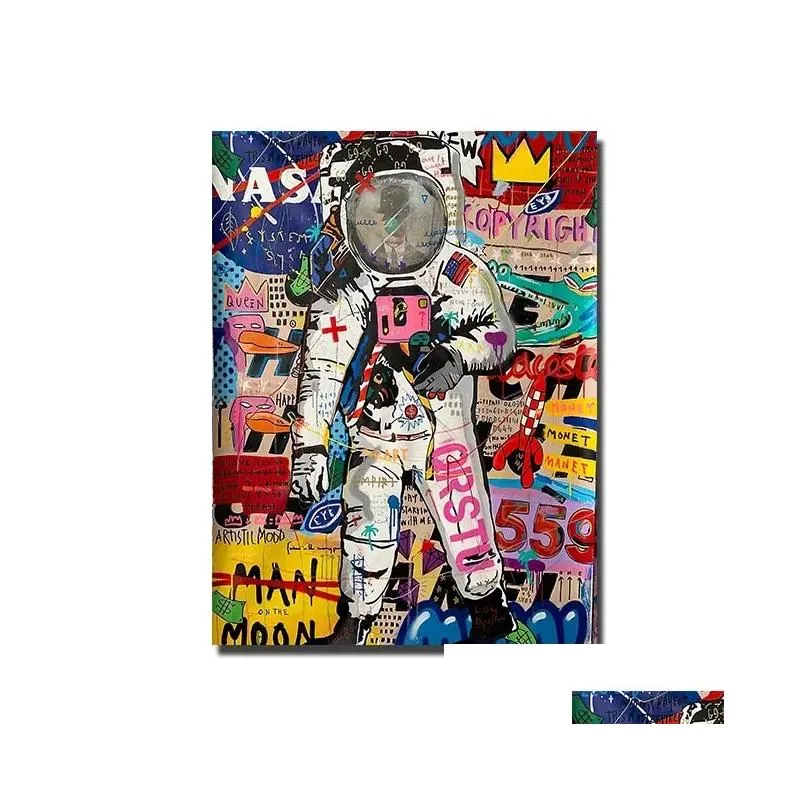 Paintings Iti Street Art Astronaut Poster Painting Canvas Print Wall Picture For Living Room Home Decoration Woo Drop Delivery Home Ga Dhvpw