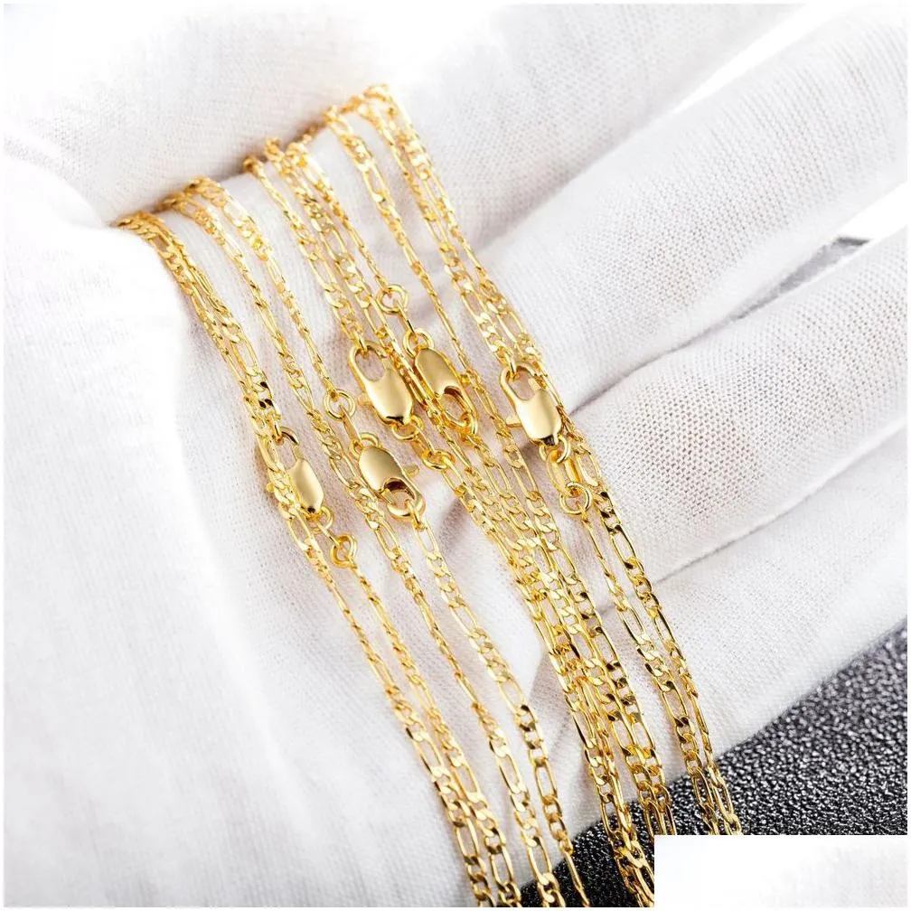 Chains 10Pcs Gold 2Mm Size Figaro Necklace 16-30 Inches Fashion Woman Jewelry Simple Sweater Chain Factory Price Can Be Drop Delivery Dhjle