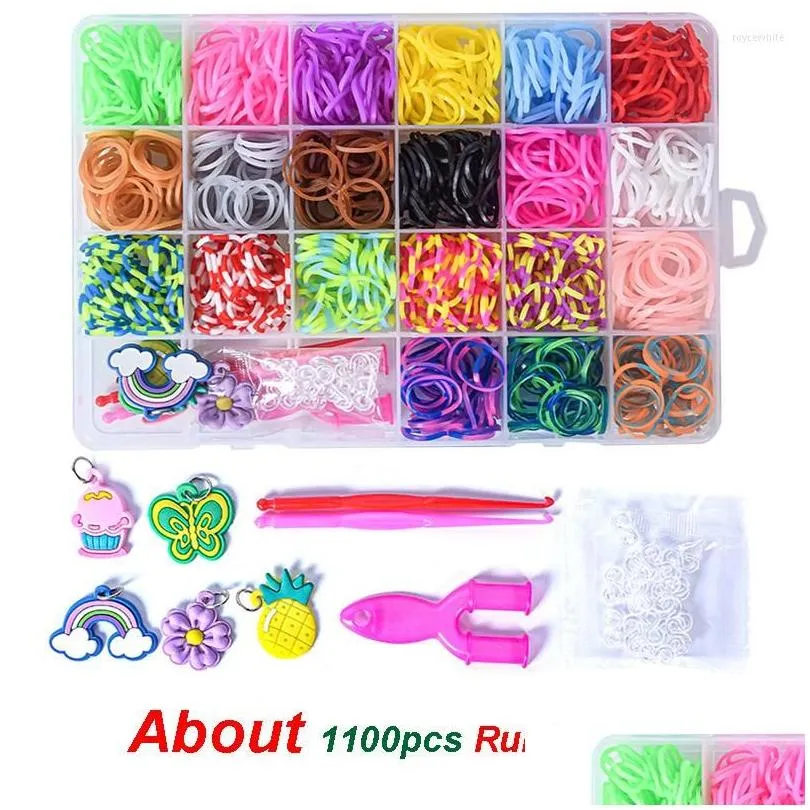 charm bracelets 24 grids colorful bands set candy color bracelet making kit diy rubber band woven girls craft toys gifts