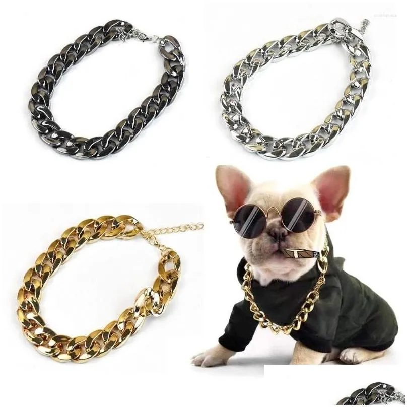 Dog Collars & Leashes Dog Collars Electroplating No Discoloration Puppy Not Fade Small Pet Accessory Cat Collar Gold Chain Necklace Dr Dhpaz