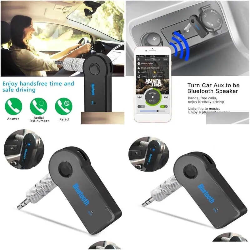 Bluetooth Car Kit Aux o Receiver Adapter Stereo Music Reciever Handsfree Wireless With Mic9718860