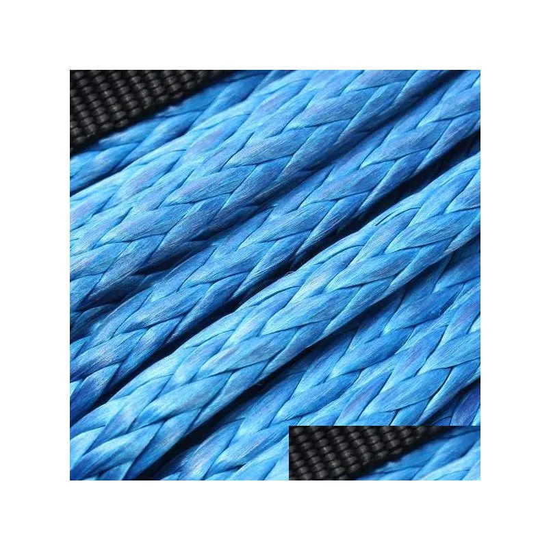 NEW 1PCS Blue 15m 5mm Synthetic Fiber Strand Off-road Synthetic Towing Winch Rope 7700 lbs for Most Car SUV ATV1716