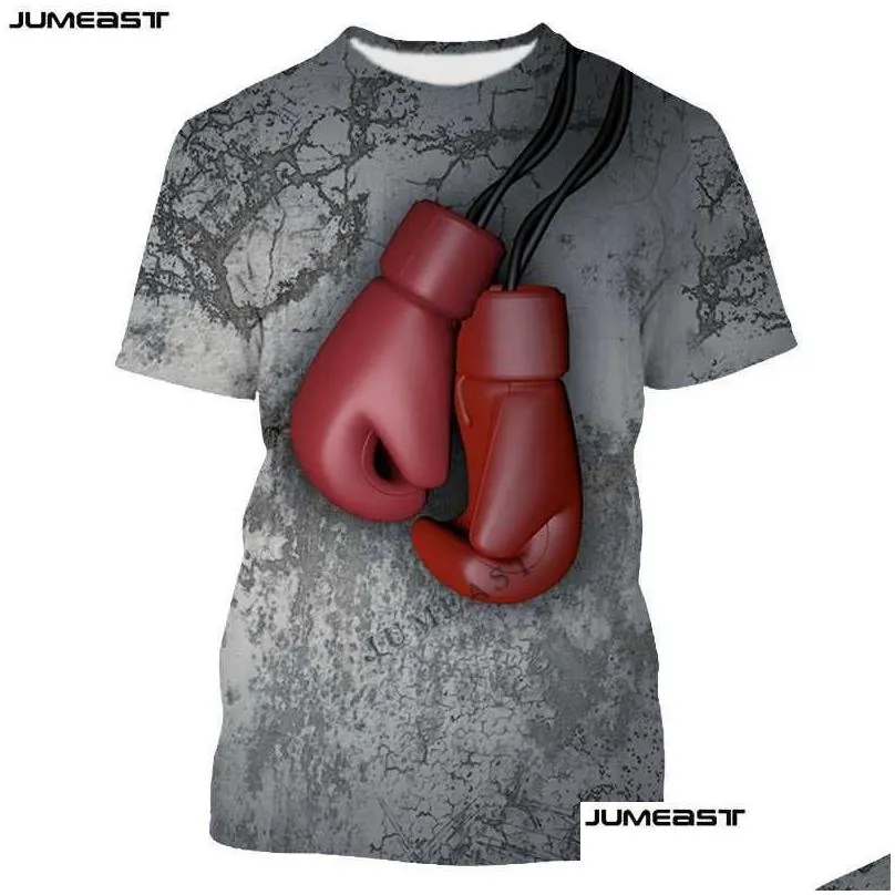 Men`S T-Shirts Jumeast Brand Men Women 3D Printed T-Shirt Hanging Boxing Gloves Short Sleeve Fashion T Shirt Sport Plover Summer Tops Dhgaj