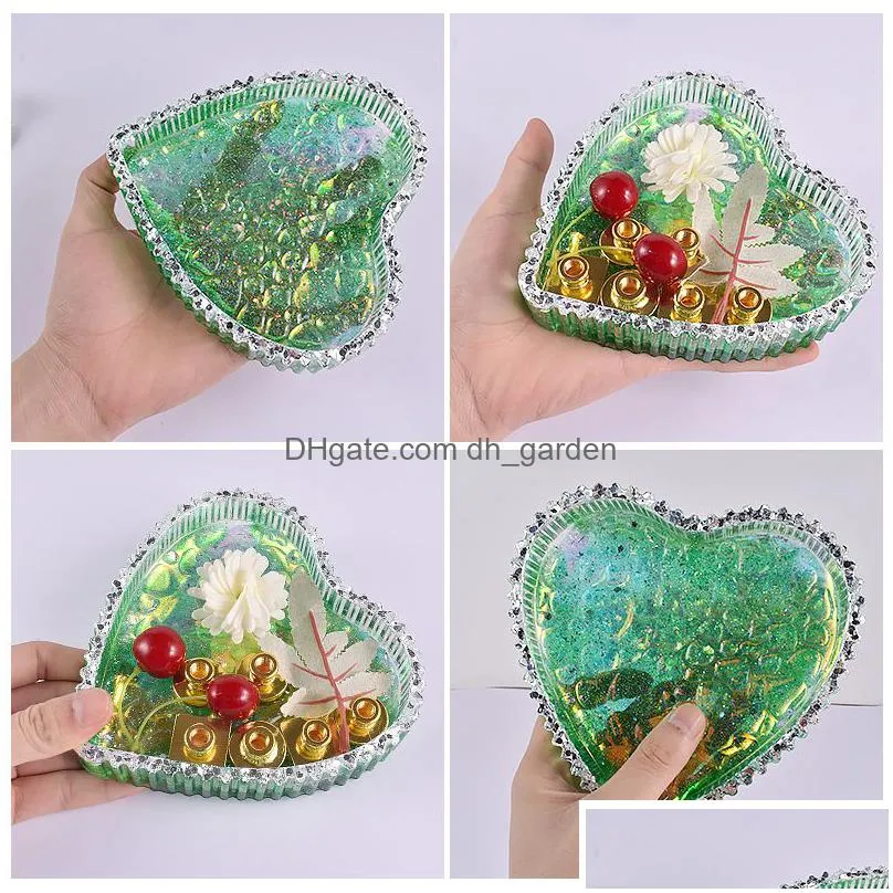 Molds Heart Shape Resin Dish Tray Molds With Wave Edge And Watermark Bottom Flexible Sile Jewelry Plate Mod Drop Delivery Je Dhgarden Dh3Jc