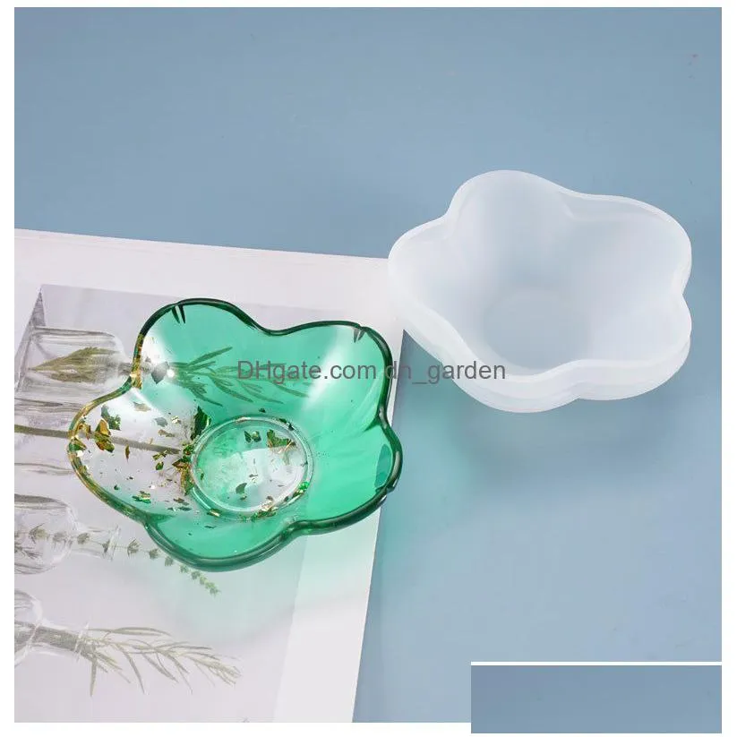Molds Flower Dish Resin Mold Plate Jewelry Storage Molds Trinket Tray Diy Craft Mod Drop Delivery Jewelry Jewelry Tools Equip Dhgarden Dhrth
