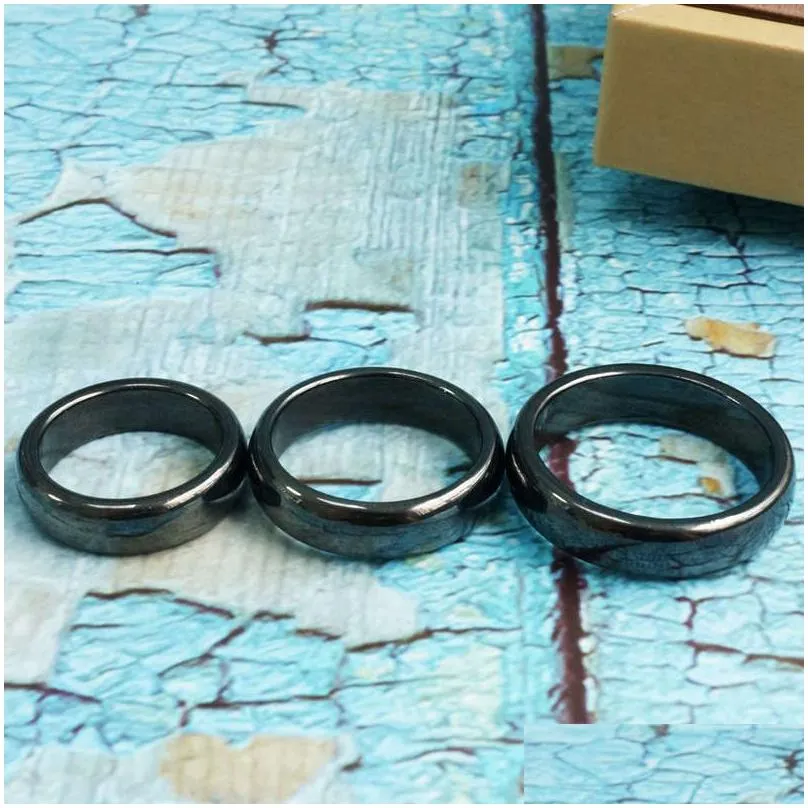 Band Rings Hematite Ring Anxiety Chakra Nce Absorption Negative Energy Black Bands For Women Men Size 6 7 8 9 10 11 12 13 Drop Delive Dhgct