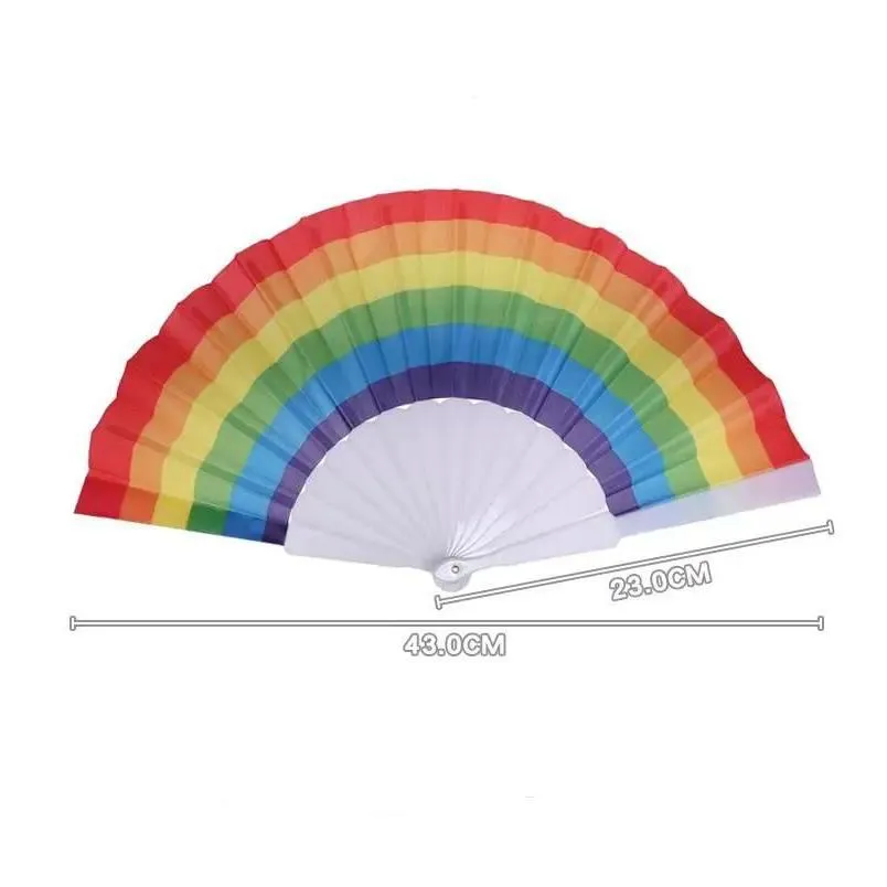 party favors rainbow fan gay pride plastic bone rainbows hand fans lgbt events rainbows-themed parties gifts 23cm
