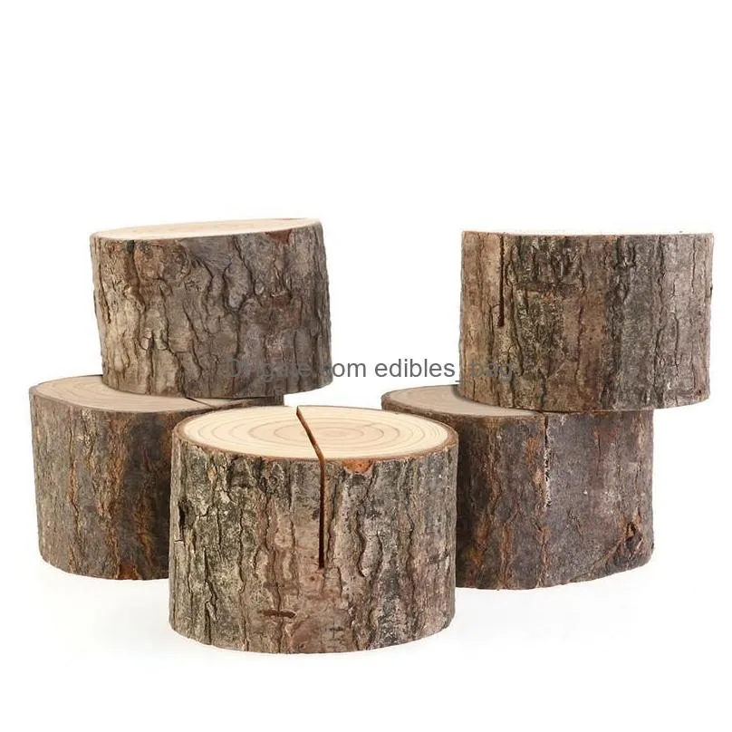 wooden name place card p o menu holder table natural tree stump number clip for wedding christmas party decoration