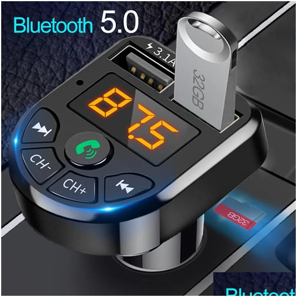 Bluetooth Car Kit Fm Transmitter Bluetooth Car Mp3 O Player Hands Kit 5V 3.1A Dual Usb  12-24V Tf U Disk Drop Delivery Automobi Dhrxl