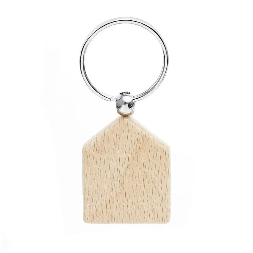 stock beech wood keychain party favors blank personalized customized tag name id pendant key ring buckle creative birthday gift xu