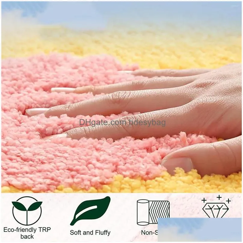 Bath Mats Bath Mats Flower Shape Non-Slip Floor Mat Bathroom Imitation Cashmere Absorbent Soft Rug Quick-Drying Pad Childrens Room Car Dhr3C