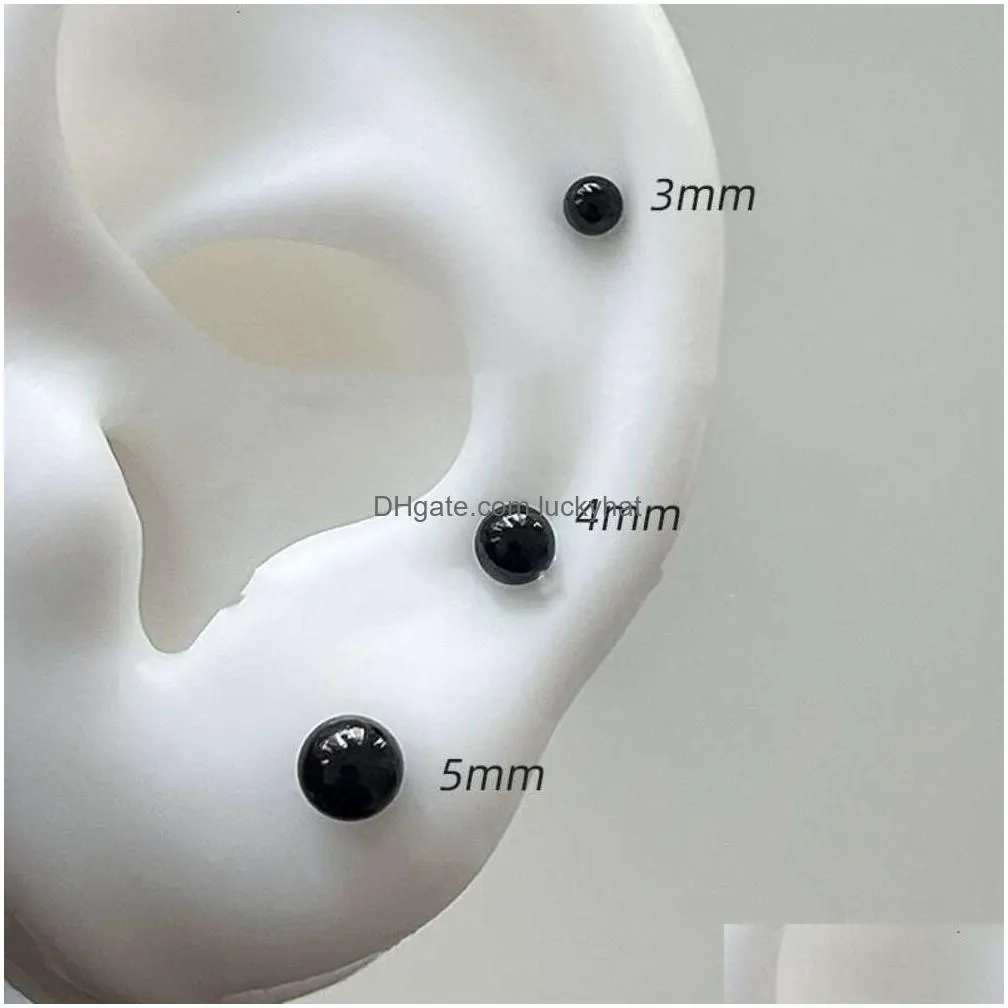 Stud Double Ball Titanium Steel Ear Bone For Men Women With Personalized Punk Style Earrings Simple And Stylish Stacked Screws Cochlea Dh6Of