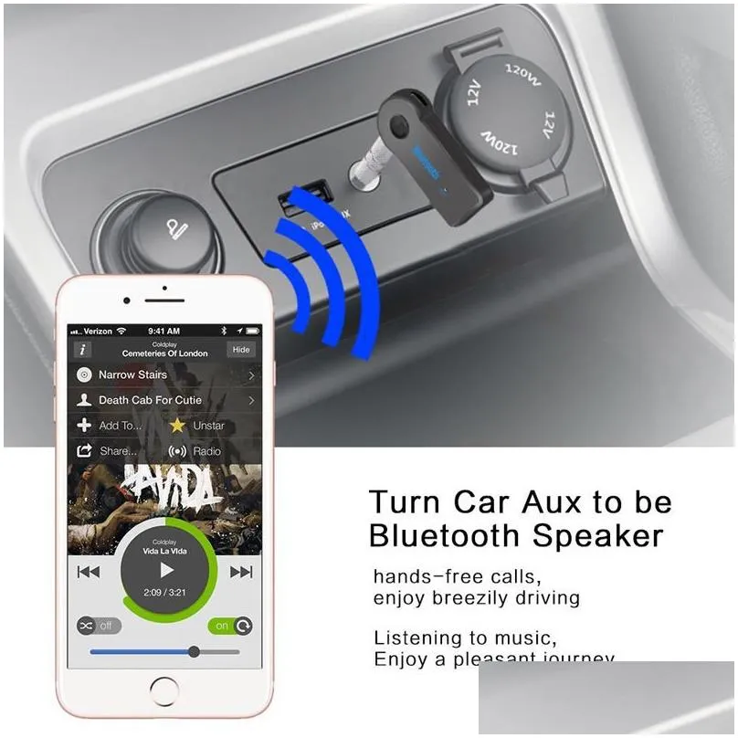 Universal Real Stereo New AUTO 3.5mm Streaming Car A2DP Wireless Bluetooth V3.0 EDR AUX Audio Music Receiver Adapter For Phone MP3 Car