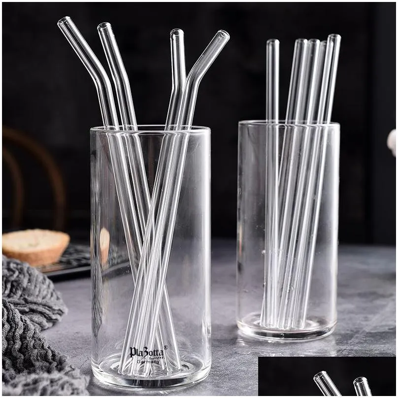 20cm glass smoothie straw reusable clear drinking straws for smoothie milkshakes environmentally friendly drinkware straw