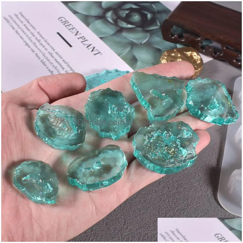 Molds Geode Agate Resin Sile Molds Irregar Stone Pendant Mod With 11 Cavity Epoxy Mold For Diy Jewelry And Home Decoration D Dhgarden Dhm6Q