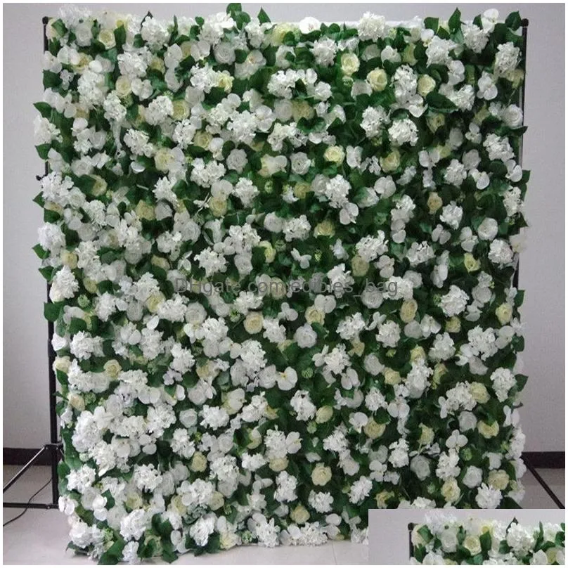 high quality luxury 3d artificial flower wall with rolled up base cloth flowers arrangement panel for wedding backdrop decoration