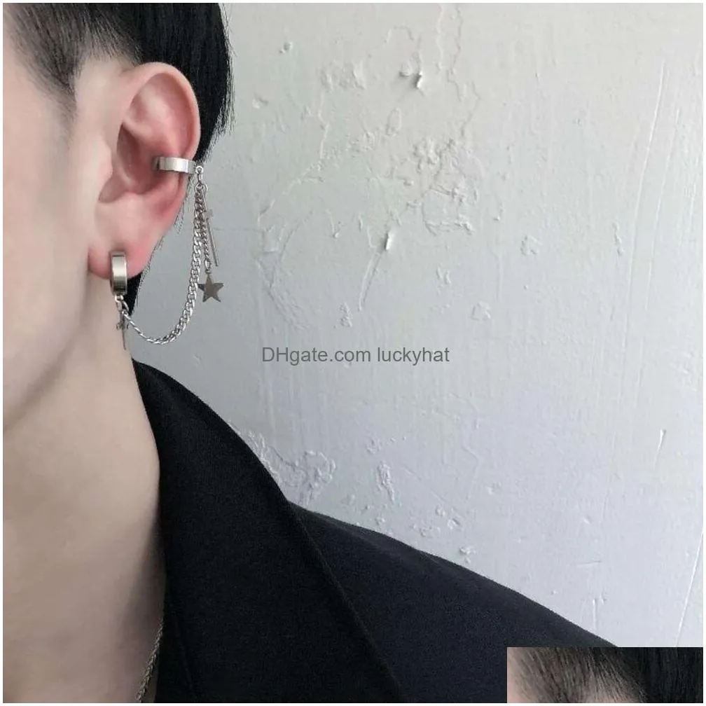 Charm Chain Cross Earring Accessories For Men Women Dark Integrated Ear Bone Clip With A Hong Kong Flavor That Does Not Fade Trendy An Dhs8B