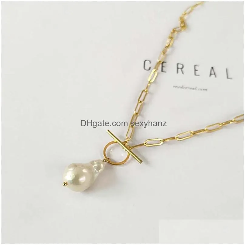 pendant necklaces gold toggle clasp boho necklace small pearl genuine freshwater for women unique jewelry