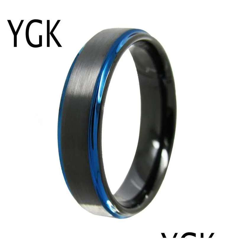 ygk jewelry 6mm matte center/black/blue/rose/silver step tungsten ring tungsten wedding ring for men women bridegroom ring